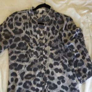 Semi sheer animal print blouse